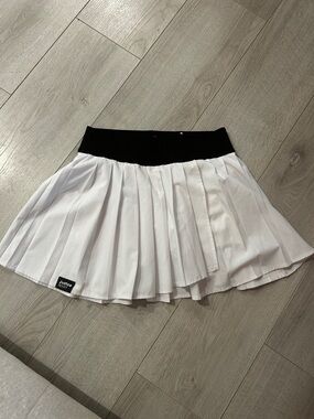 Justice White Pleated tennis skort with Black Waistband